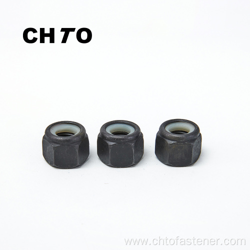 ISO 7040 Grade 8 Nylon Insert hexagon lock nut black oxide finish